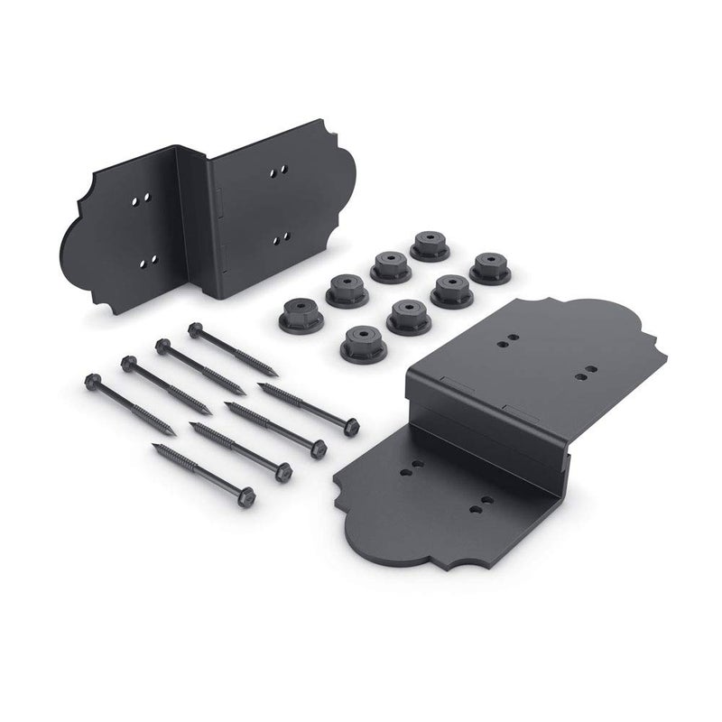 OZCO Laredo Sunset 8" Post to Beam Connector Heavy Duty Black Powder-Coated Steel Bracket for Wood Posts, Outdoor Beam Braces, Corner Brackets, Angle Brackets for Wood and Aluminum, 2-Pack, 56610 - Image 1